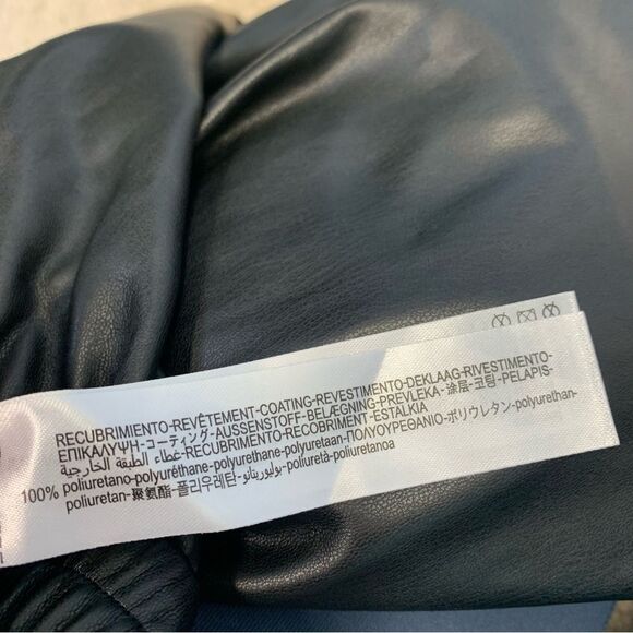 Zara black faux leather vegan joggers pull on Sz M - Picture 7 of 12